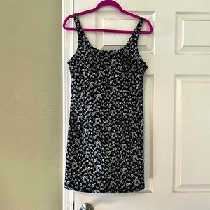 Black Floral corduroy mini dress